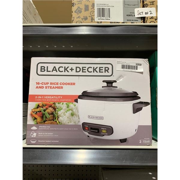 Black+Decker 16-Cup Rice Cooker and Steamer with 2-In-1 Versatility