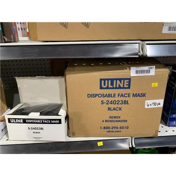 Uline Disposable Face Masks S-24023BL Black, 6 Boxes x 50 Pieces