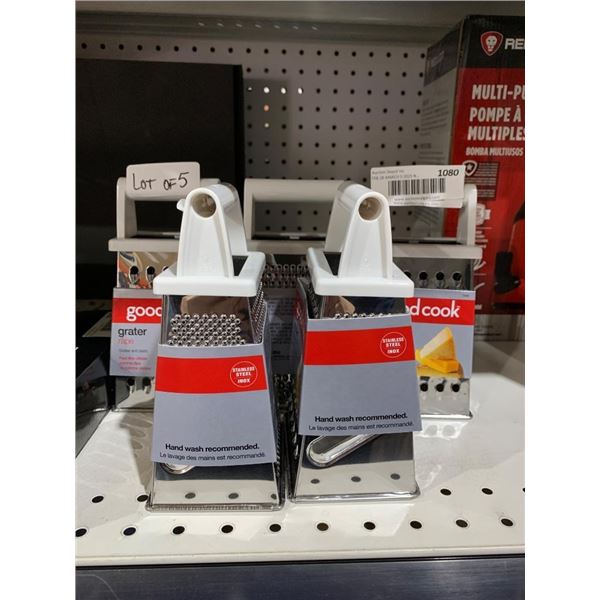 Good Cook Grater with Handle, Stainless Steel Construction Lot of 5