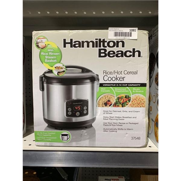 Hamilton Beach Rice and Hot Cereal Cooker with Steam Basket