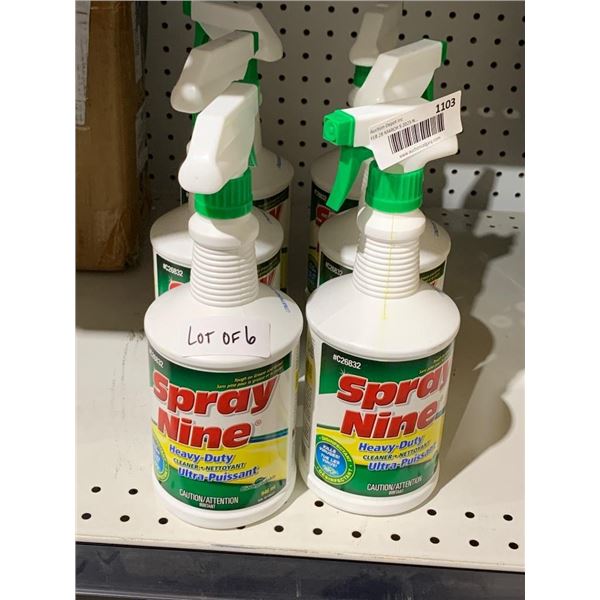 Lot of 6 Spray Nine Heavy Duty Cleaner Bottles, 32 oz Each