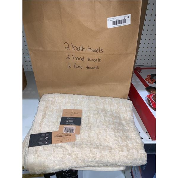 Paarizaat 6pc Towel Set Including 2 Bath, 2 Hand, and 2 Face Towels