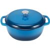 Image 1 : Amazon Basics Enameled Cast Iron Round Dutch Oven with Lid and Dual Handles, Heavy-Duty, 6-Quart, Bl