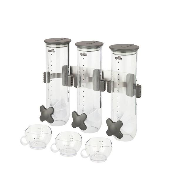 Honey-Can-Do Wall-Mounted Triple Dry Food And Cereal Dispenser lot of 3