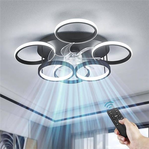 25.6-inch Ceiling Fan with Light Remote Control, LED Modern 6 Speeds Dimmable ***COLOR IS WHITE AND 