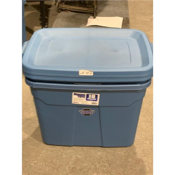 Lot of 2 Rugged Tote 18-Gallon Durable Storage Containers with lids