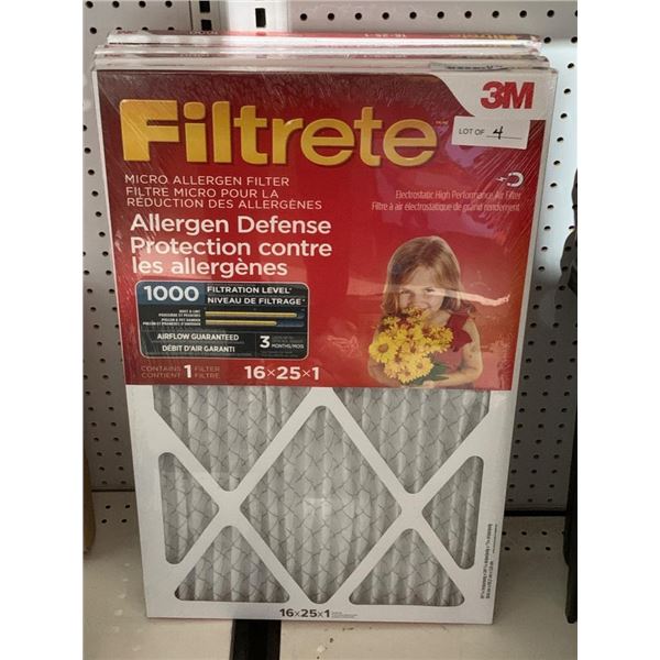 3M Filtrete Micro Allergen Filter 16x25x1 Air Filter Lot of 4