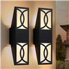 Image 1 : 15.8” LED Outdoor Wall Sconces 2-Pack, 3000K Warm White Exterior Sconce Light Fixture Water