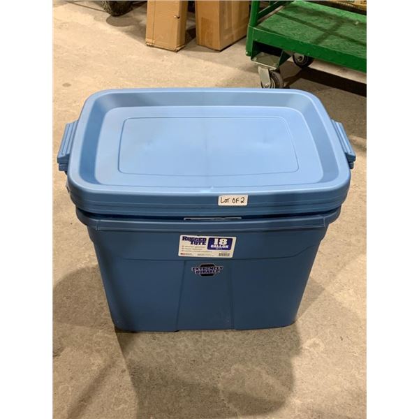 Set of Two Rugged Tote 18-Gallon Storage Containers with lids