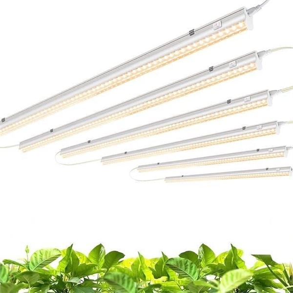Monios-L T5 LED Grow Lights 4ft, 2900K Warm White Light, 120W(6x20W),Full Spectrum Sunlight Replacem