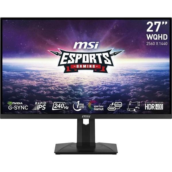 MSI G274QPX, 27″ Gaming Monitor, 2560 x 1440 (QHD), Rapid IPS, 1ms, 240Hz, G-Sync Compatibl