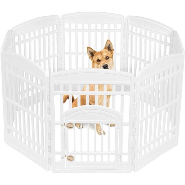 IRIS USA 8-Panel Dog Pen with Door, 88 cm Tall Foldable Fence Puppy Pet Playpen Indoor Outdoor [x=#8