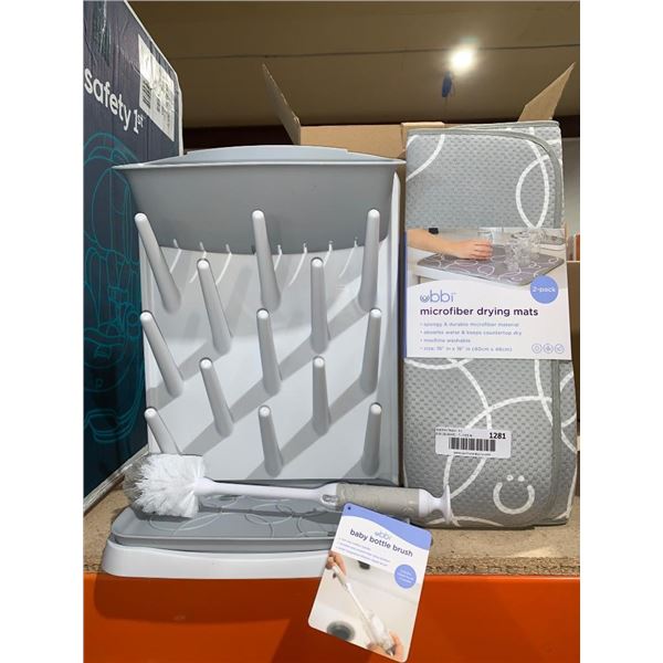 Obbi Microfiber Drying Mats 2-Pack With Drying Rack and Cleaning Brush