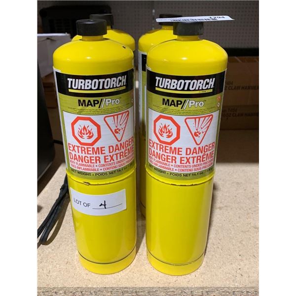 Turbotorch MAP-Pro Gas Cylinders Lot of 4, 14.1 oz Each