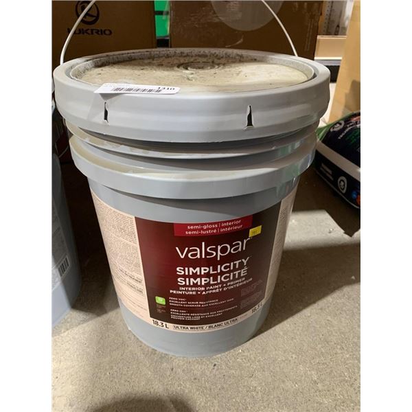 Valspar Simplicity Interior Semi-Gloss Paint and Primer 18.3 L Ultra White