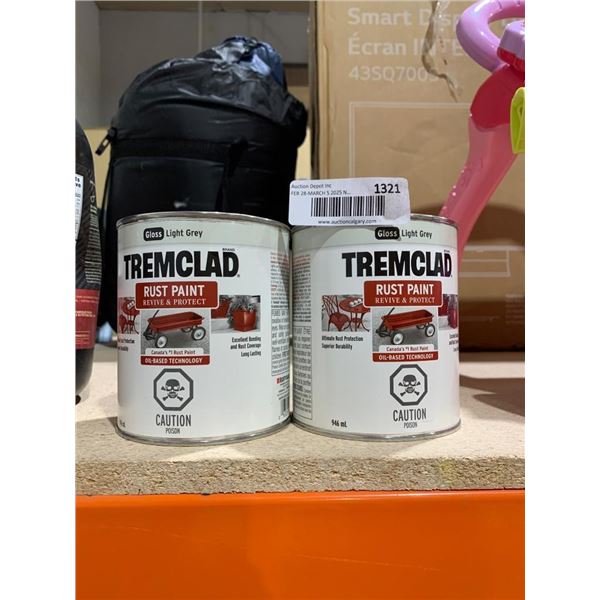 Tremclad Rust Paint in Light Grey – 946 mL Oil-Based (2 Cans)