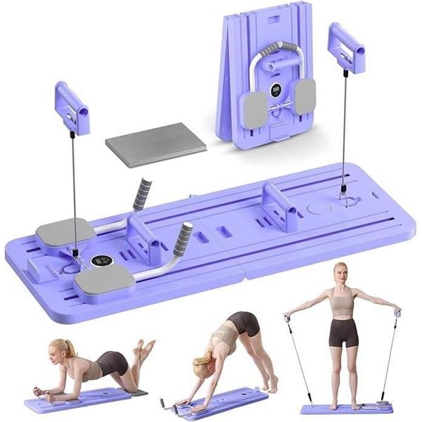 Portable Pilates Reformer Machine for Home Gym – Auto-Rebound Pilates Board with Abdominal 