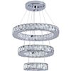 Image 1 : Modern Crystal Chandelier Light, LED 3 Rings Crystal Ceiling Lighting Adjustable Stainless Steel Big