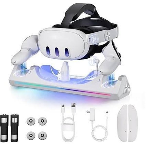 Q6 Charging Dock for Headset and Controllers with RGB Lighting