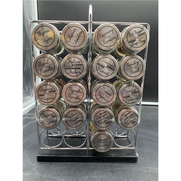 Chrome Spice Rack with 17 Glass Spice Jars