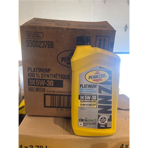 Pennzoil Platinum 5W-30 Fully Synthetic Motor Oil – 6 x 946 mL