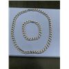 Image 1 : Heavy Silver-Toned Chain Necklace 20 inch and Bracelet Set