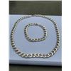 Image 2 : Heavy Silver-Toned Chain Necklace 20 inch and Bracelet Set