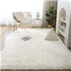 Image 1 : Rectangular White Shaggy Area Rug