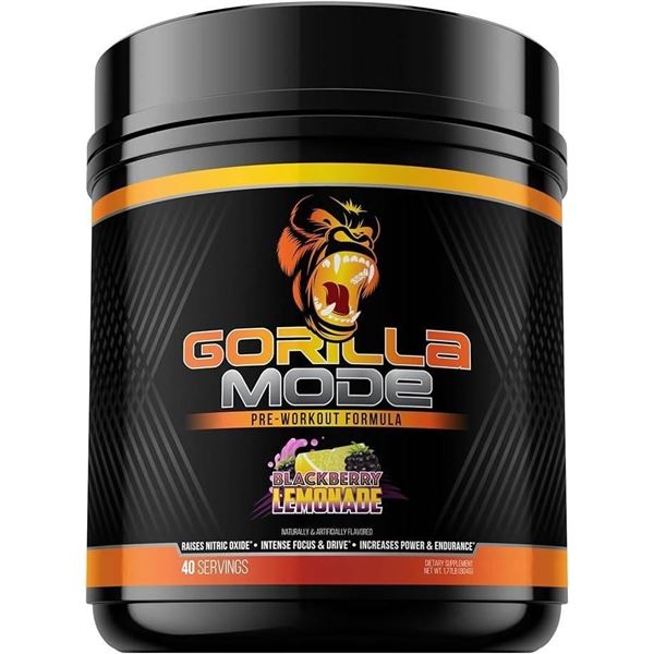 Gorilla Mode Pre-Workout Supplement – Blackberry Lemonade – 40 Servings