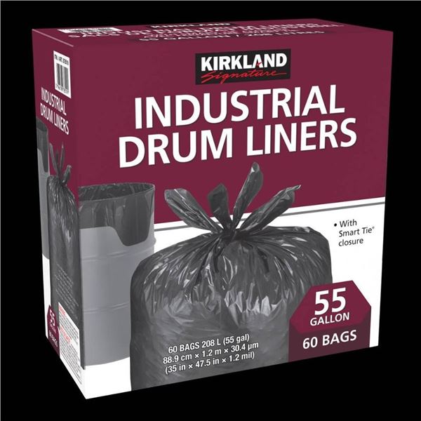 Kirkland Signature Industrial Drum Liners, 55 Gallon, 60 Bags