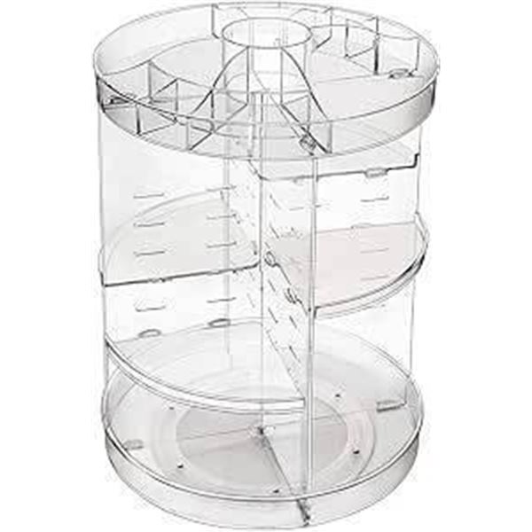 Cosmetics Storage Box Rotary Organizer in White