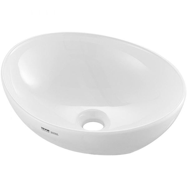 White Oval Ceramic Bathroom Sink Basin