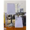 Image 1 : Rectangular Table Lamp With Transparent Base and White Lamp Shade