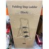 Image 2 : 3-Step Folding Step Ladder in Black with Metal Frame