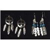 Image 7 : FOUR STERLING SILVER AND TURQUOISE EARRINGS