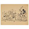 Image 1 : A Mickey Mouse, Pluto, and Three Little Pigs Original Fan Card.