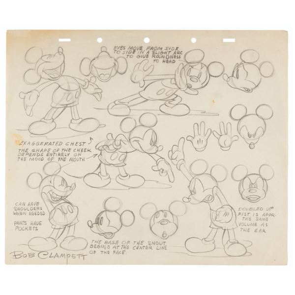 A Mickey Mouse Model Sheet by Bob Clampett.