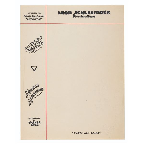 Leon Schlesinger Productions Stationery.