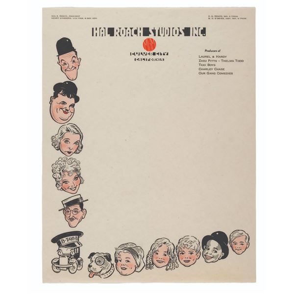 Hal Roach Studios Letterhead.