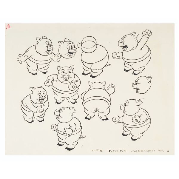 A 1936 Porky Pig Model Sheet.
