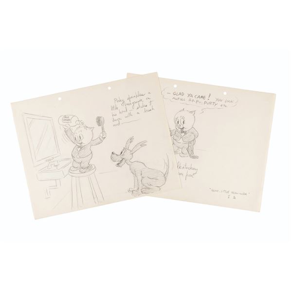 A "Porky's Party" Story Drawing.