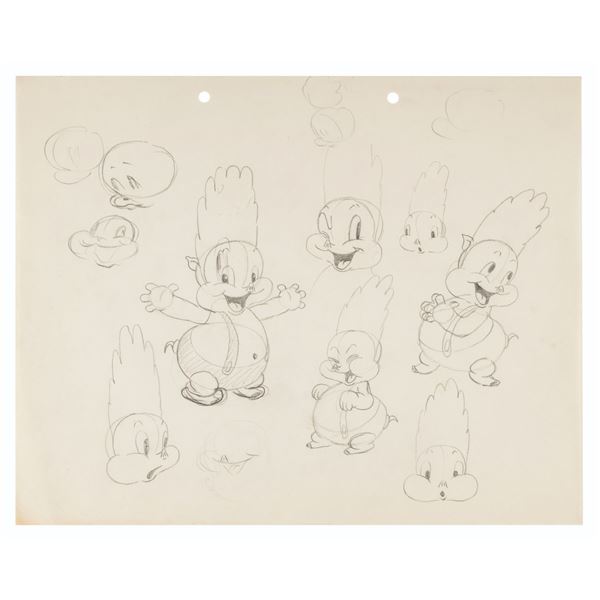 A Pinky Pig Character Development Drawing.
