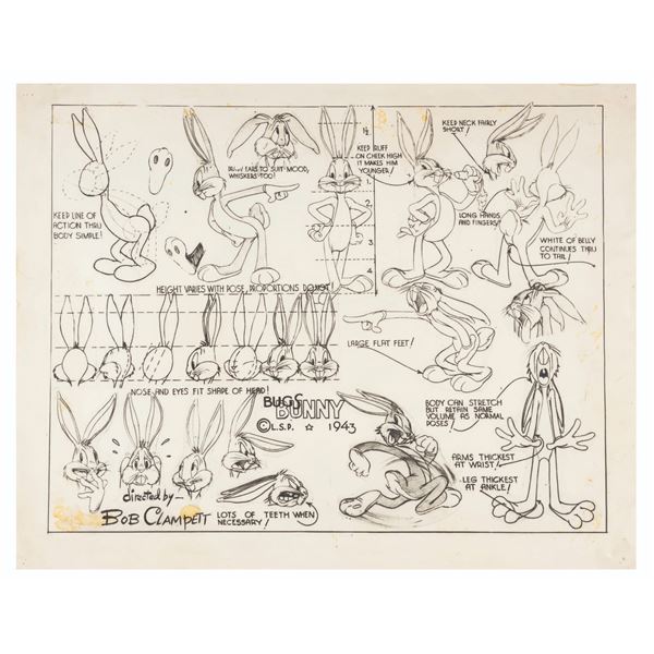A 1943 Bugs Bunny Photostat Model Sheet.