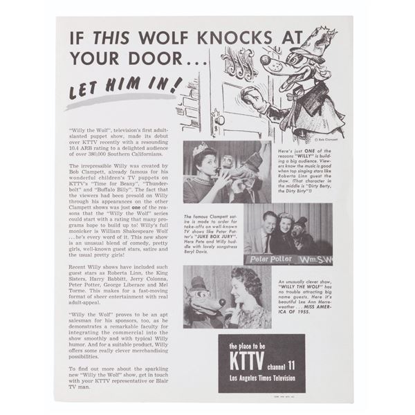 A “Willy the Wolf” Sponsor Flier.