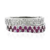 Image 4 : NEW 14K Gold 0.85 ctw Pave Pink Sapphire & Diamond Dual Stack Look Wavy Band Rin