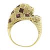 Image 7 : 14k Yellow Gold 1.60 ctw Ruby & Diamond 3D Textured Spotted Leopard Cocktail Rin