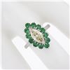 Image 3 : Platinum 2.30 ctw Marquise Light Yellow Diamond w/ Vivid Round Emerald Halo Ring