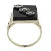 Image 2 : Vintage 10k White Gold Rectangular Black Onyx w/ Diamond Open Work Sides Ring