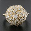 Image 2 : Solid 14k Yellow Gold 1.55 ctw Round Diamond Top High Swirl Domed Cocktail Ring