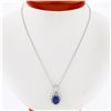 Image 1 : New 14k White Gold 2.59 ctw Oval Tanzanite & Diamond Dual Halo Pendant w/ Chain